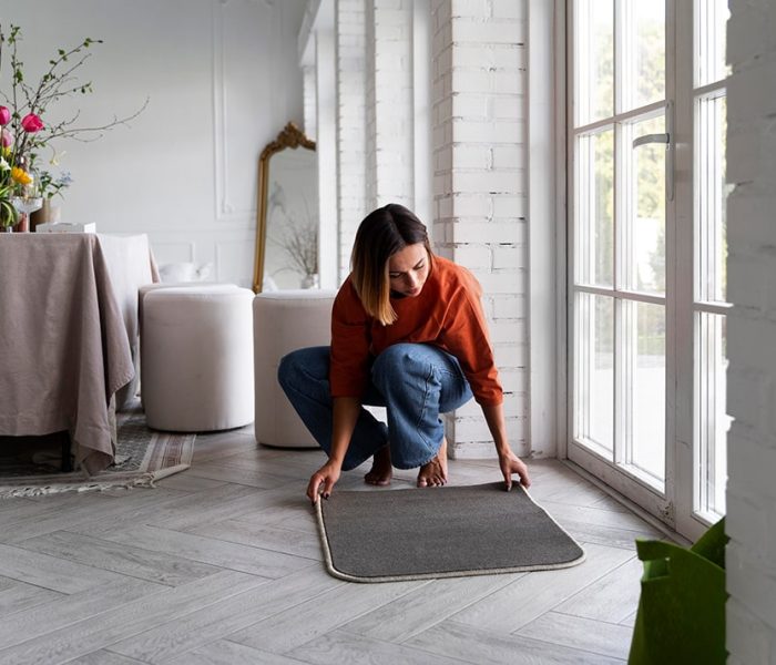 full-shot-woman-decorating-front-door