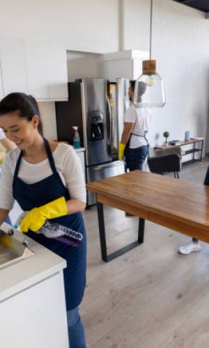 myphoto-1417833125 Latin American group of professional cleaners cleaning an apartment - service concepts